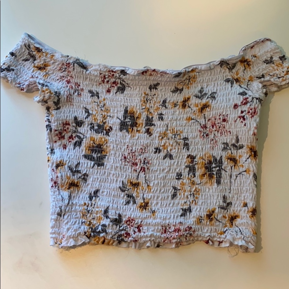 Garage off the shoulder crop top